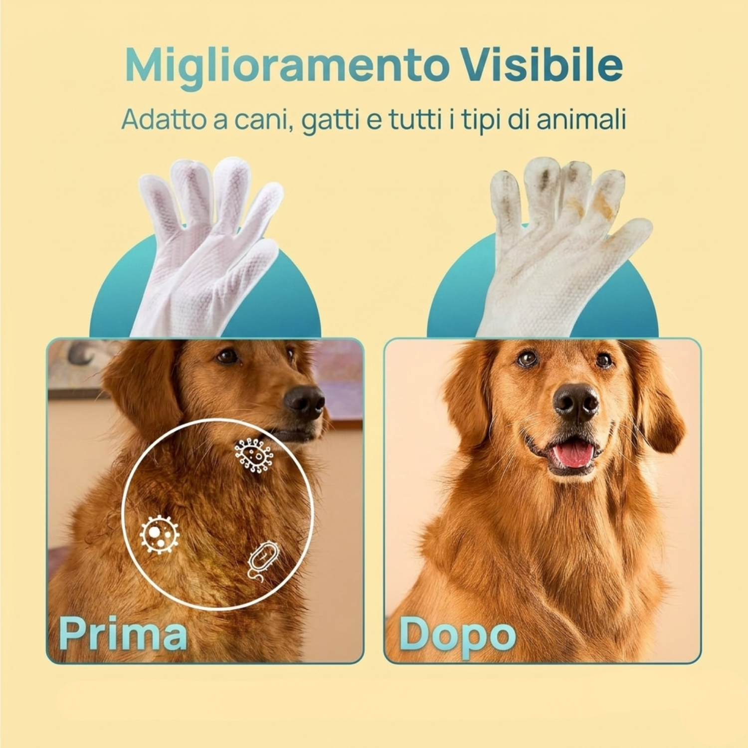 Vinecero® Guanti Detergenti Senza Risciacquo per Cani e Gatti