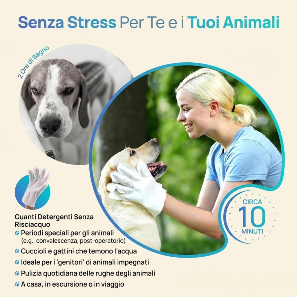 Vinecero® Guanti Detergenti Senza Risciacquo per Cani e Gatti