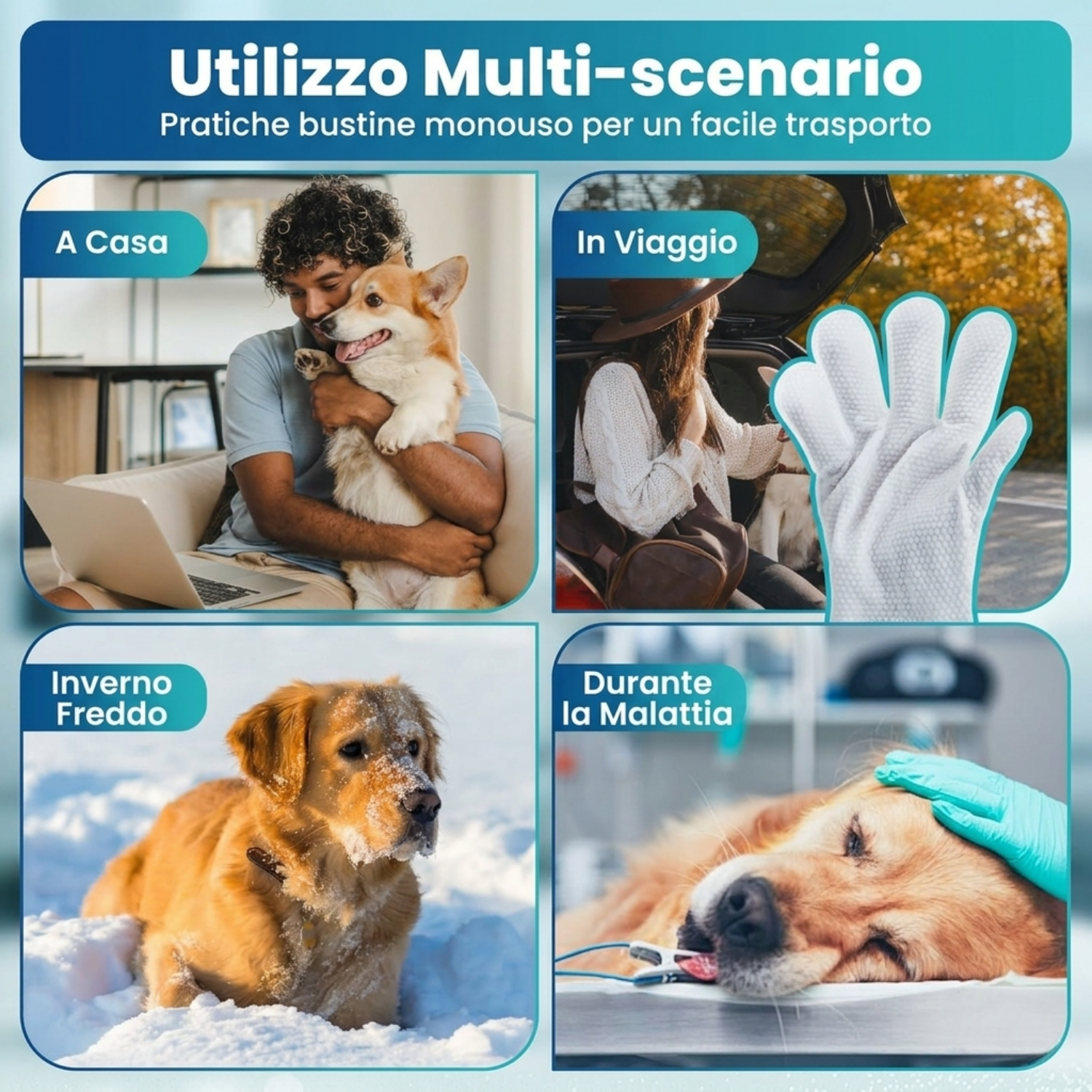 Vinecero® Guanti Detergenti Senza Risciacquo per Cani e Gatti