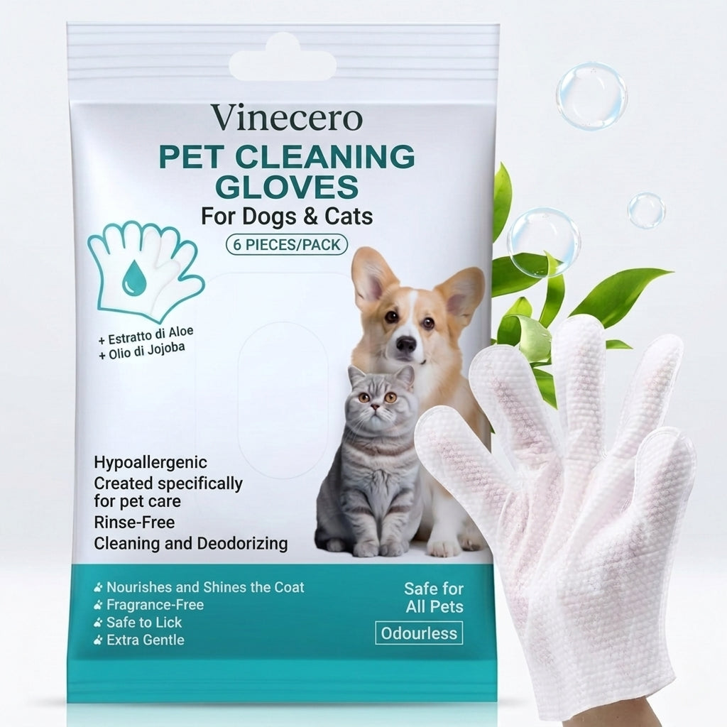 Vinecero® No-Rinse Pet Cleaning Gloves