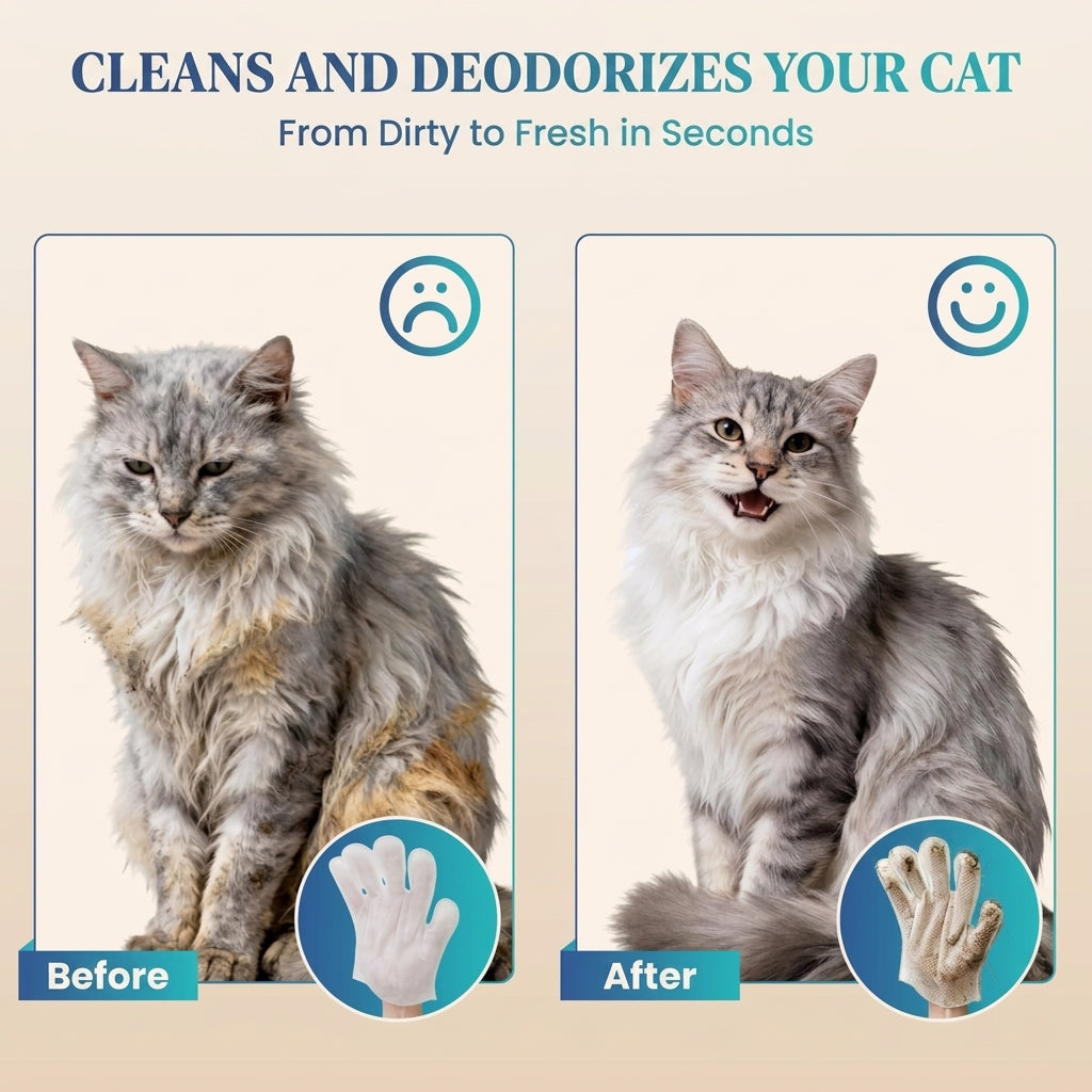 Vinecero® No-Rinse Pet Cleaning Gloves